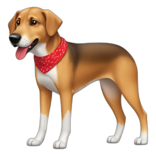 65% Coonhound 35% German Shepherd mix dog wearing small plain red bandana walking left sticker