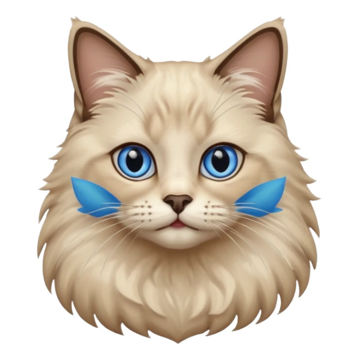 Ragdoll cat, with dark nose/center face area with surrounding beige fur, bright blue eyes sticker