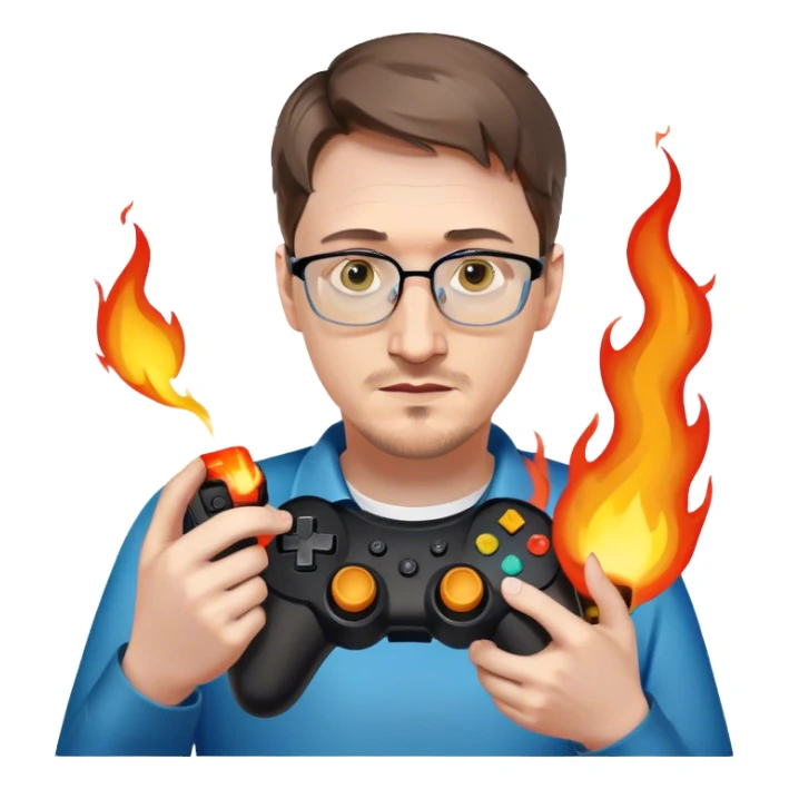 Edward Snowden holding out a gaming controller in his right hand that is on fire  sticker