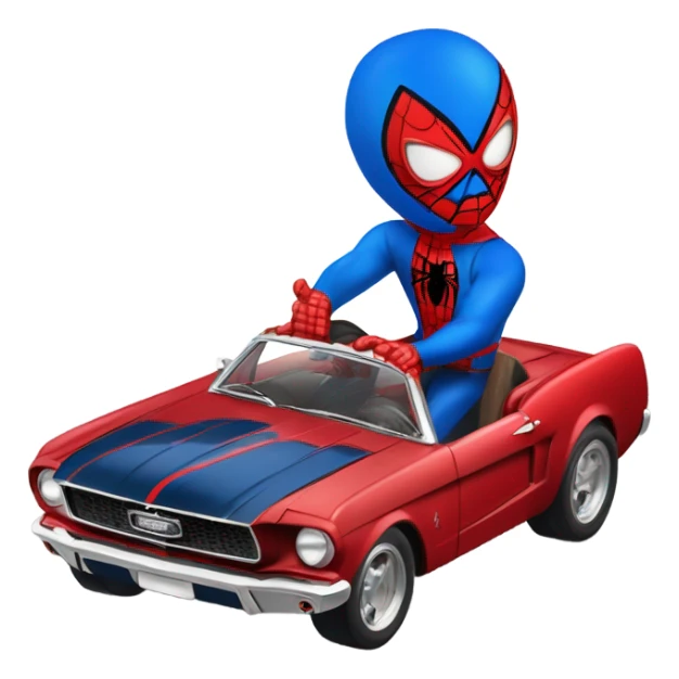 Spider-Man in a 65 fastback Mustang sticker