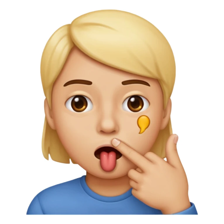 Mordendo um dedo dentro da boca com emoji sticker