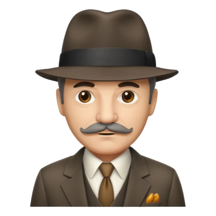 Mobster with Suit with grey mustach and colored hat sticker