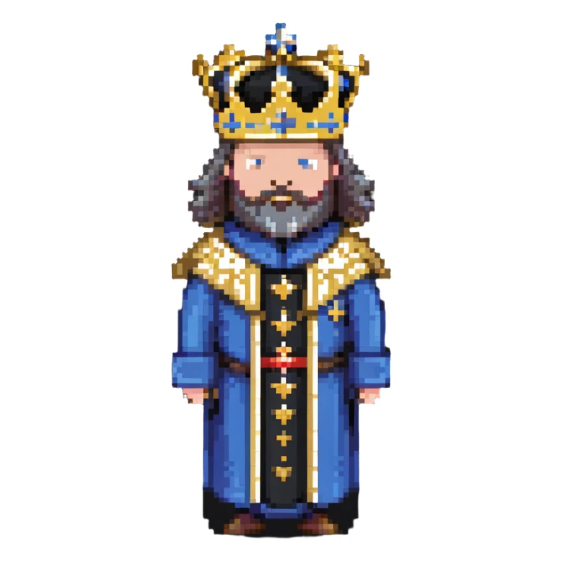 Swedish king wearing a crown and royal robe sticker