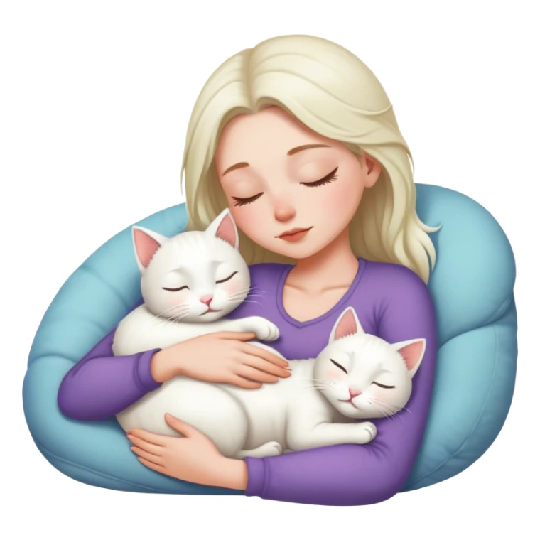 White kitty sleeping on blobde white girl's lap sticker