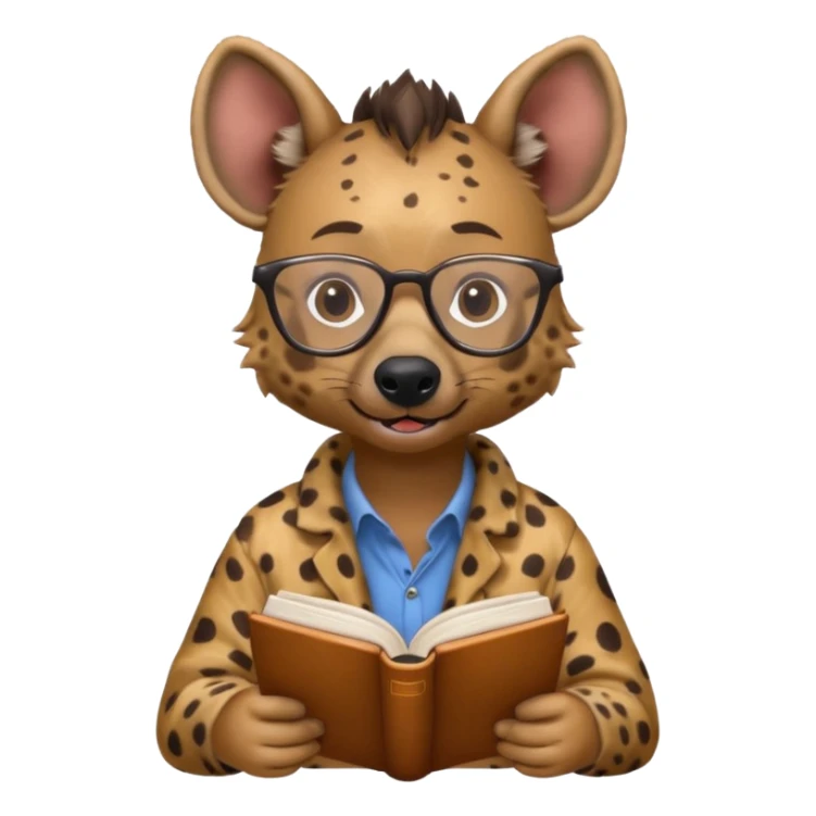 kitap okuyan gözlüklü sırtlan sticker