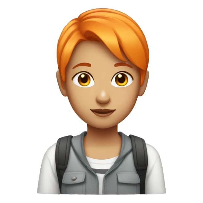 girl with orange short hair in school sticker
