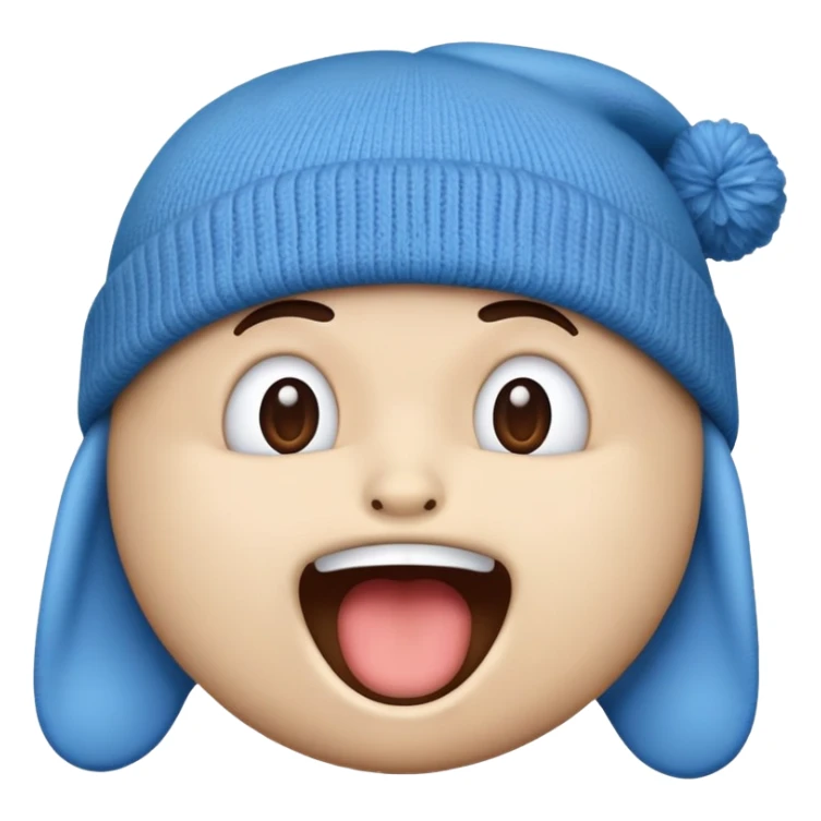 Blue emoji with mouth to withBeanie  sticker