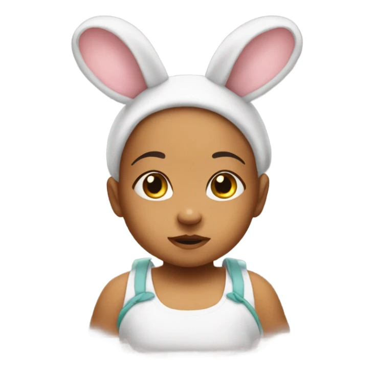 cute cragon baby with bunny ear headband sticker
