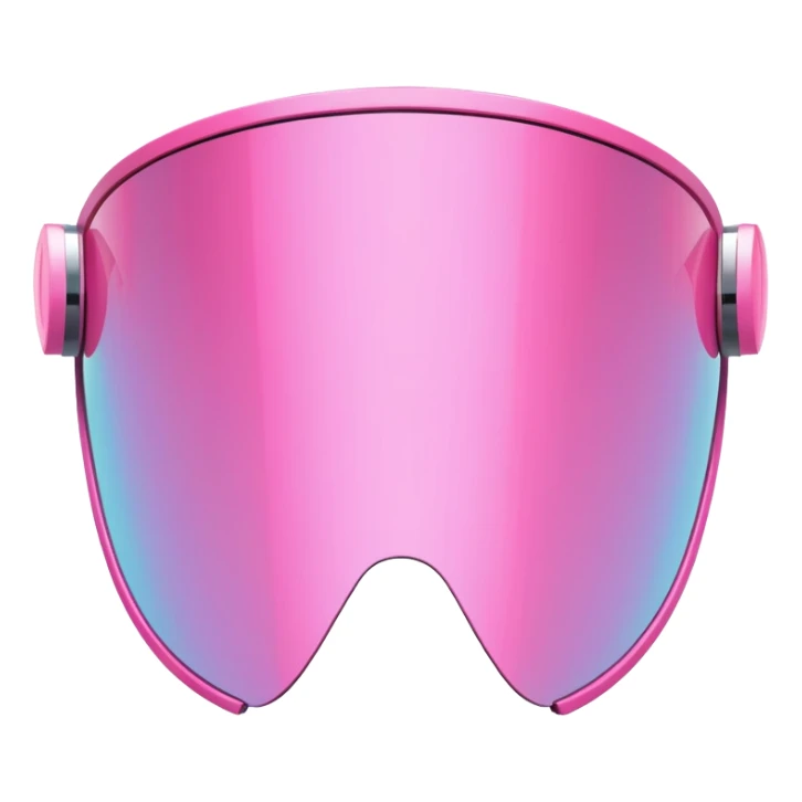 oversized frameless pink shield visor, futuristic Y2K style, wrap-around one-piece lens sticker