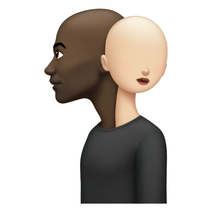 White girl dark hair kissing bald black man sticker