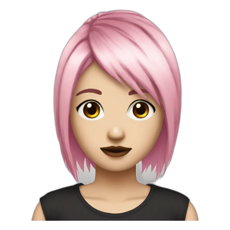 2007 emo girl with brown eyes and pink strand grunge stule sticker