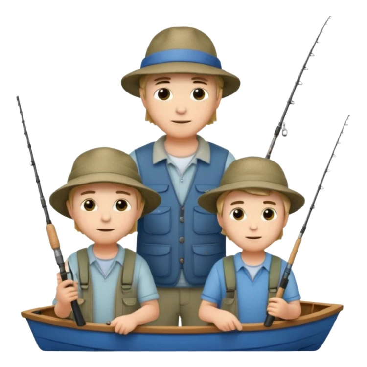 Father and sons fishing on a boat sticker