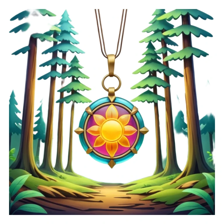 Abstract solarpunk amulett matte glass colorful clearing - an open space in a forest, light, spacious, minimal. sticker