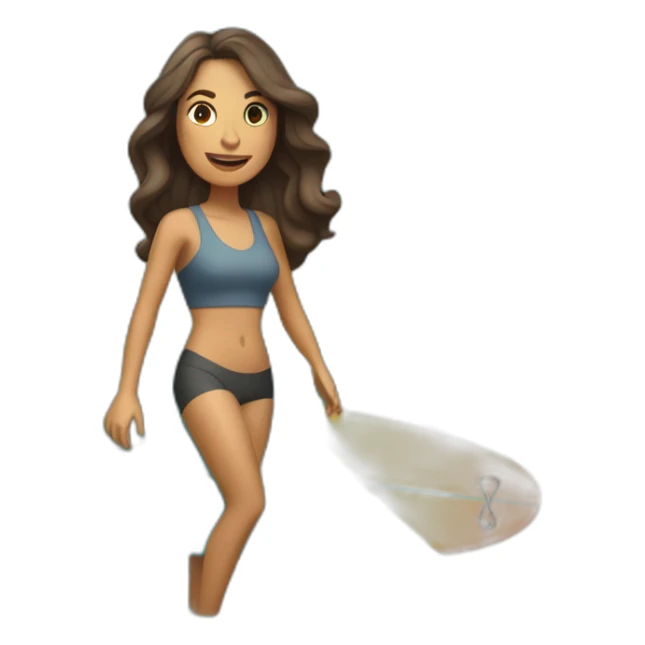 mujer de 30 años morena haciendo surf en la ciudad sticker