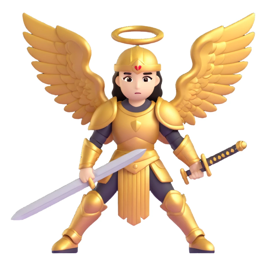 warrior angel with sword and golden armor sticker