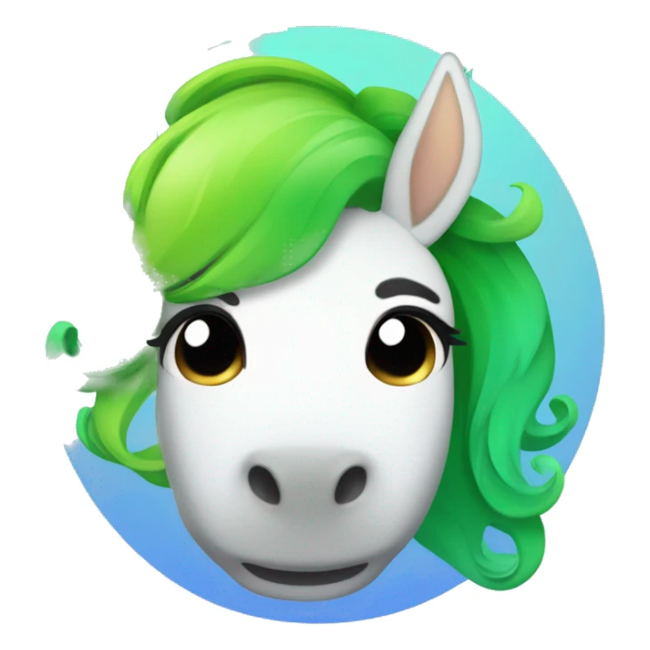 lime green horn, lime green and sku blue gradient hair Unicorn  sticker