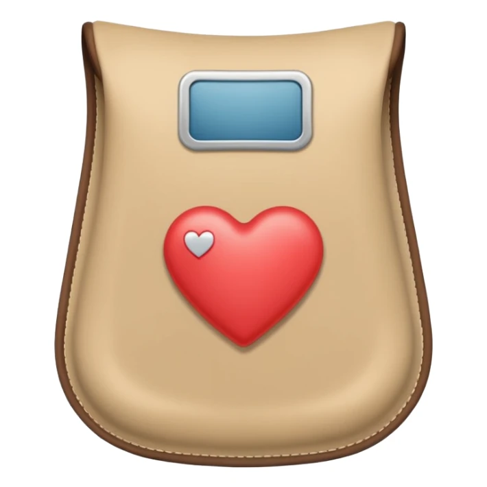 an ostomy bag in beige with a little heart sticker