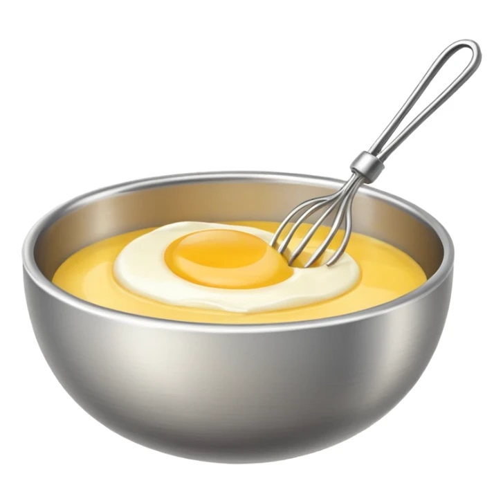 beaten egg in a bowl, There is a whisk inside the bowl. sticker