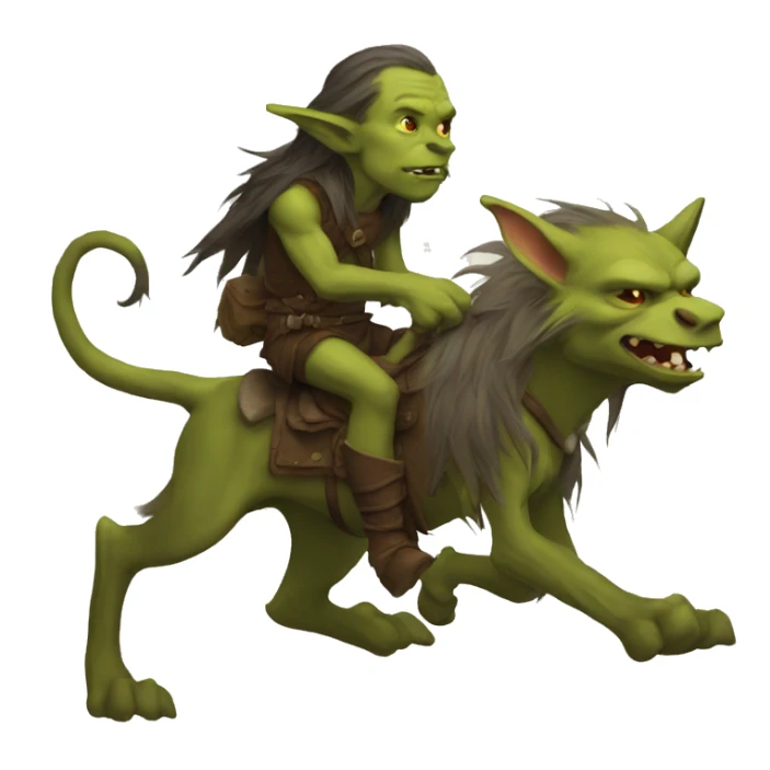 goblin with long hair riding a worg  sticker