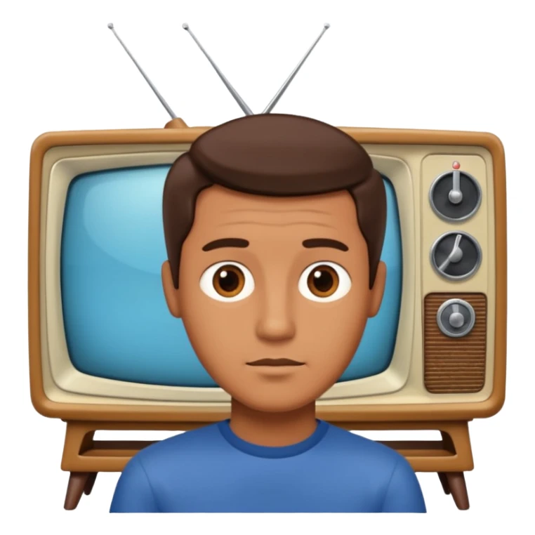 a man Infront of a vintage TV sticker