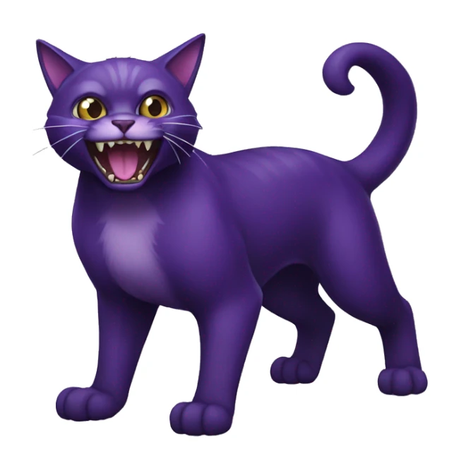 Black-purple Cat-Fakémon with big fangs full body sticker