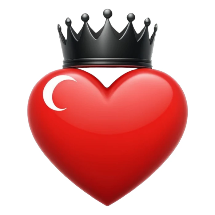 emo heart with crescent moon and black crown sticker