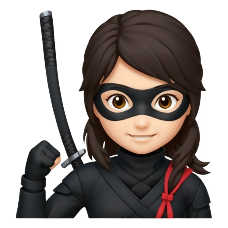 i need girl ninja smile with long dark brown hair sticker