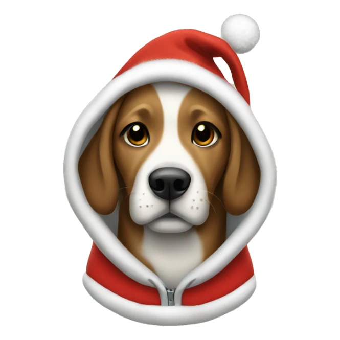 Dog wearing a Christmas hoodie  sticker