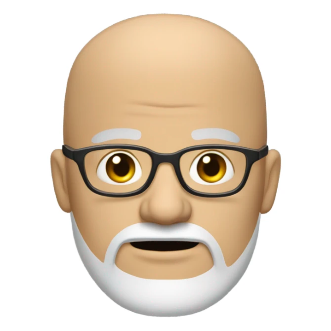 Mean looking Bald man white goatee beard black eyes and glasses  sticker