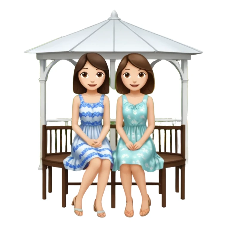Two brunette women sitting on a white gazebo sticker