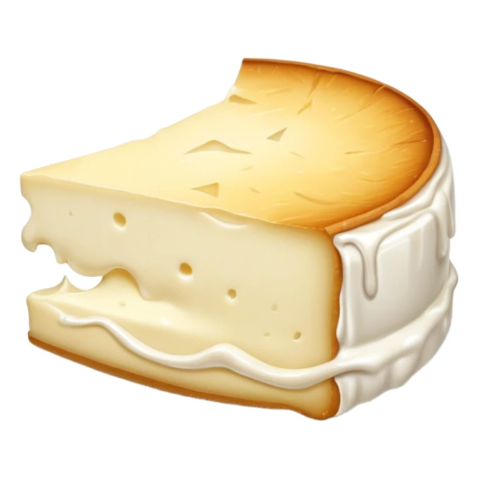 cinematic-realistic-brie-cheese-emoji,-featuring-a-creamy gooey center,-soft-ripened-cheese-with-a-delicate white rind-rendered-with-lifelike-detail-and-inviting,-natural-lightingwith a slide showing the gooey center sticker