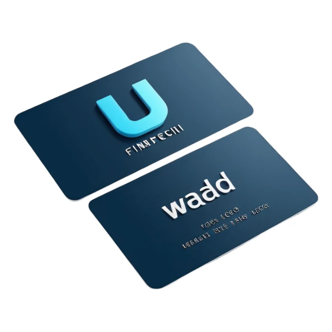 3D minimal corporate card featuring bold #FF3D00 accents. Display the exact text ‘WAD’ only (no other letters, no numbers, no chip, no logos). Clean, modern, high-end style.. sticker