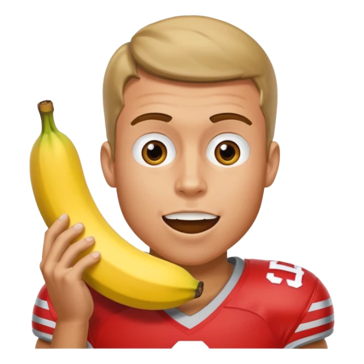 Ohio state football player eating a banana sticker