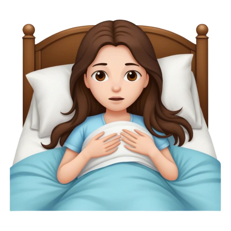 Brunette Long hair sick in bed sticker