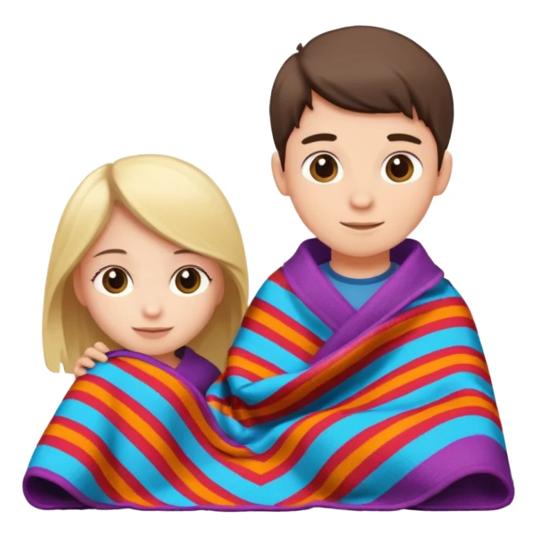 Boy and girl selling blanket sticker