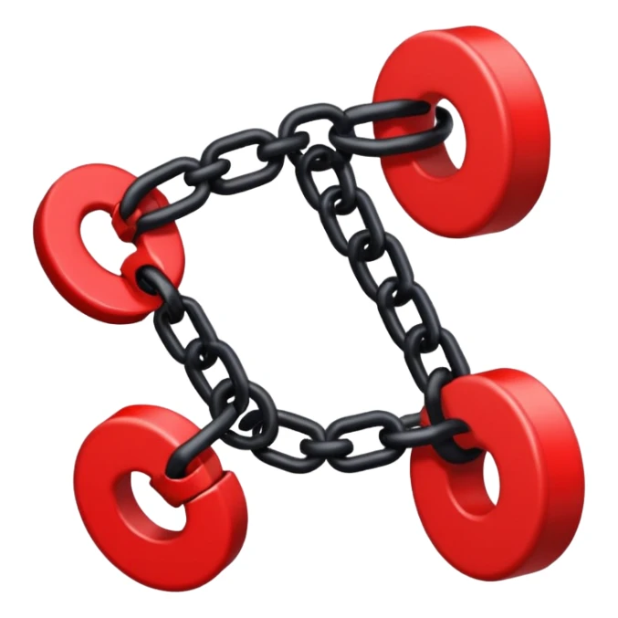 iOS sticker, broken chain, black links, red break, minimal sticker