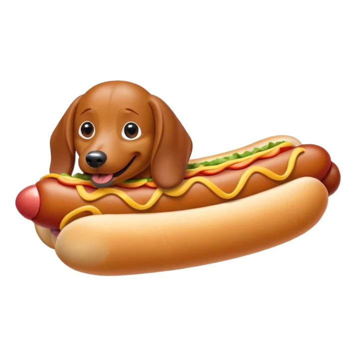 A weenie dog in a hot dog costume sticker