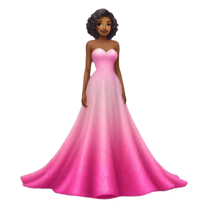 Hot pink glitter wedding dress ombre  sticker