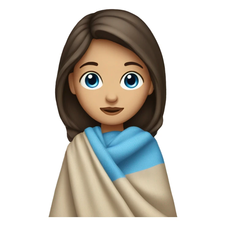 brunette girl, blue eyes with blanket sticker