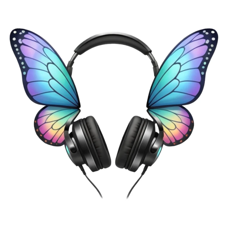 headpones with butterfly wings sticker