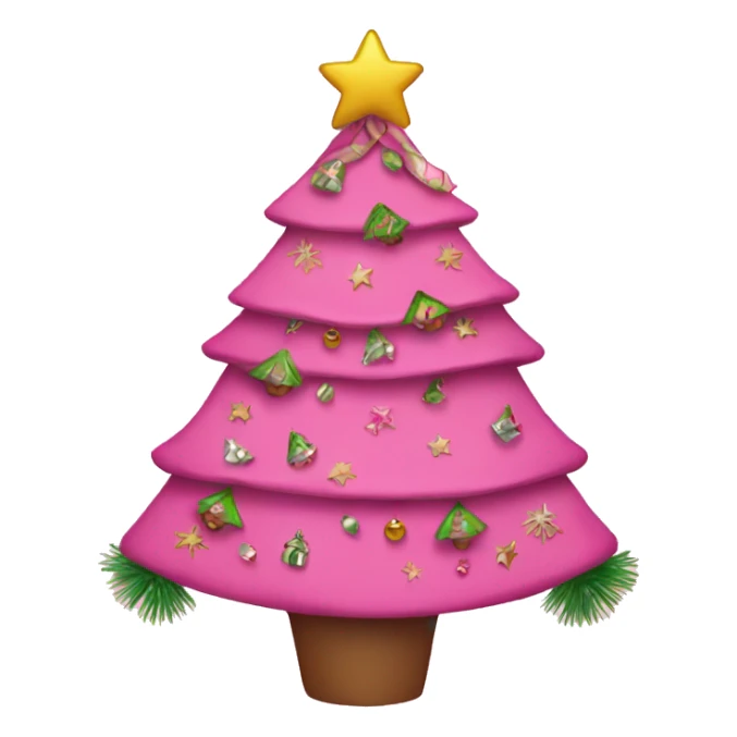 Pink Christmas tree with tree skirt sticker