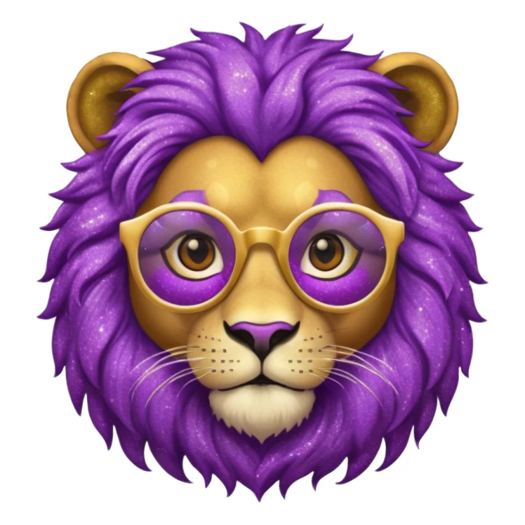 Leão adulto com oculos roxo com glitter sticker