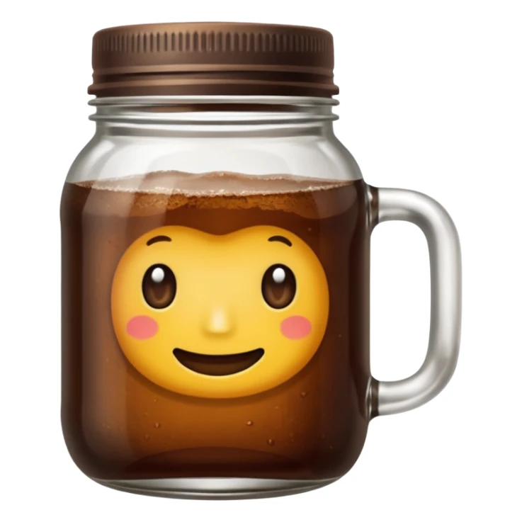 maason jar without any stars, 2d, in google emoji style, mason jar with dark fluid (like kvass) sticker