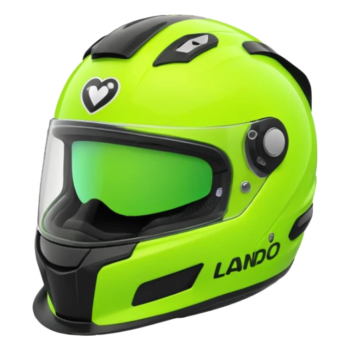 ate a Florecent green heart emoji as the same patterns as Lando Norris's helmet sticker