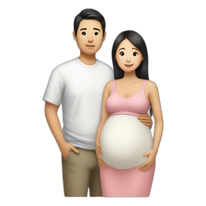 Asian couple pregnant  sticker