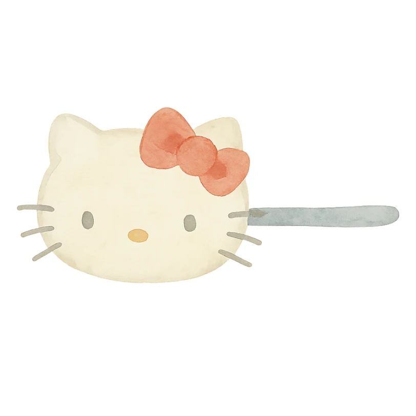 Hello Kitty hairpin, watercolor art style sticker