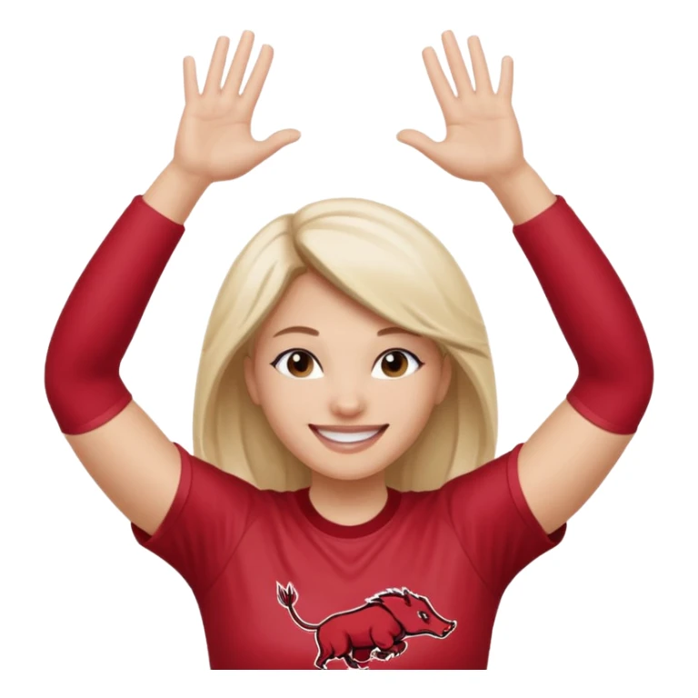 Arkansas razorbacks female fan with hands raised over head sticker