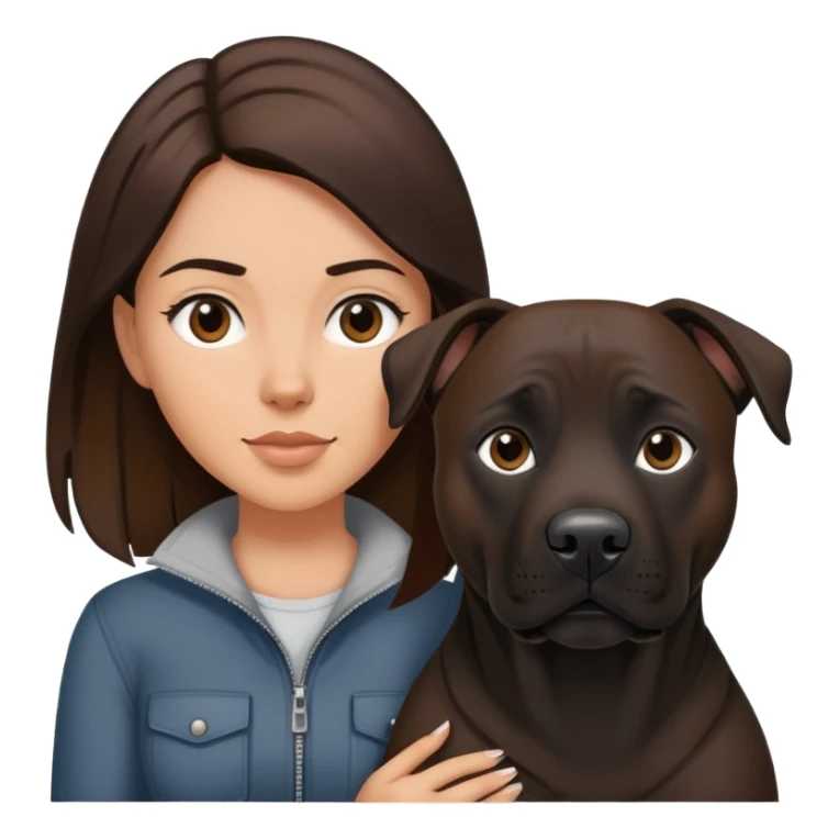 Brunette with a big black amstaff dog sticker