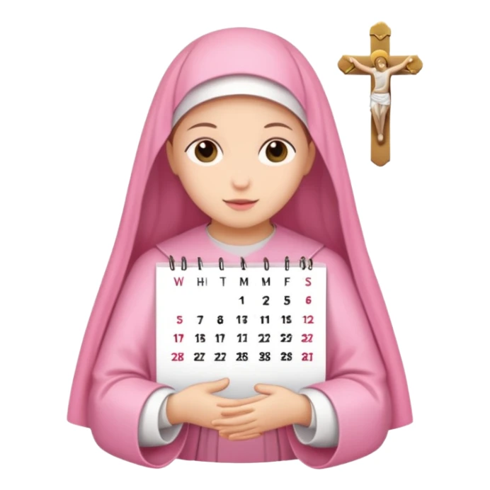 make a catholic calendar with very girly pink tones, but simple. sticker
