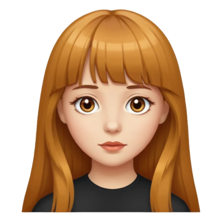 A girl with bangs, long caramel hair, hazel eyes, and white skin  sticker